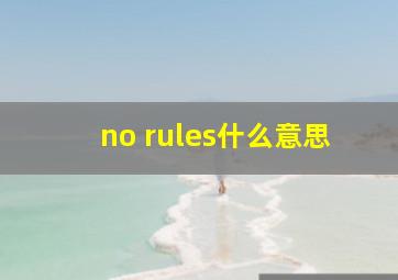 no rules什么意思